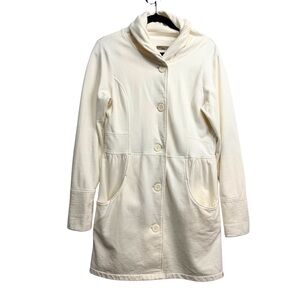 PrAna Cream Button Front Classy Cardigan Coat Jacket Pockets Size Medium